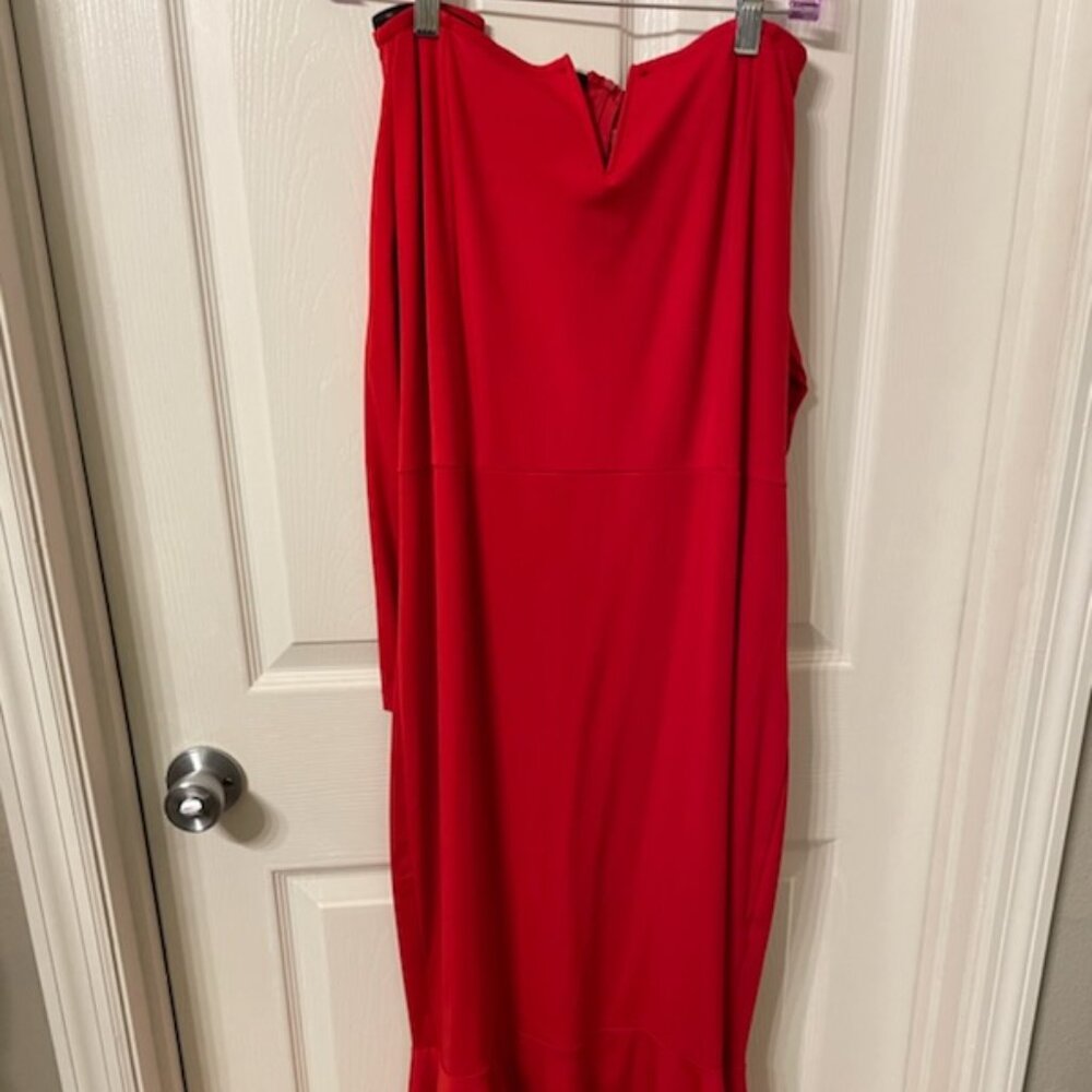Red High-Low Long sleeved dress